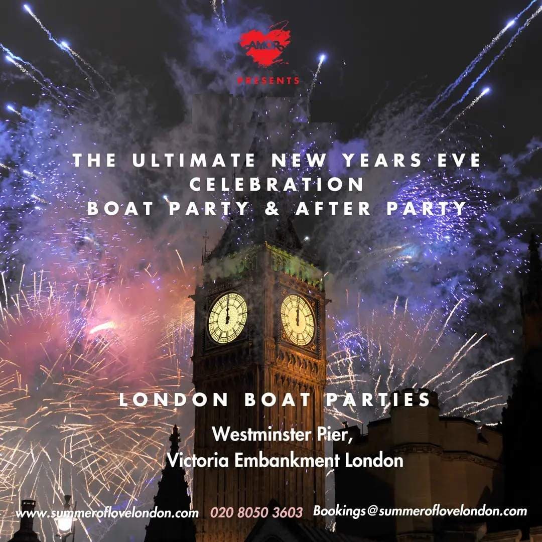 Fireworks on the Thames New Year's Eve Boat party + after party