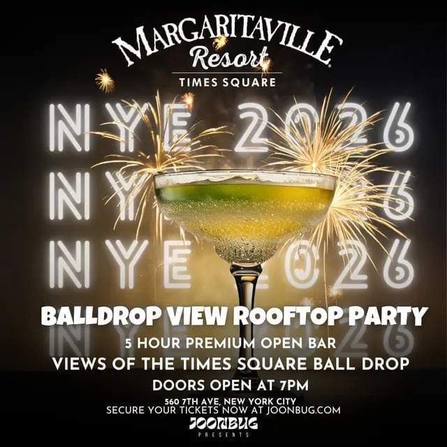 Margaritaville Rooftop New Year's Eve 2026 - Times Square Ball Drop Party